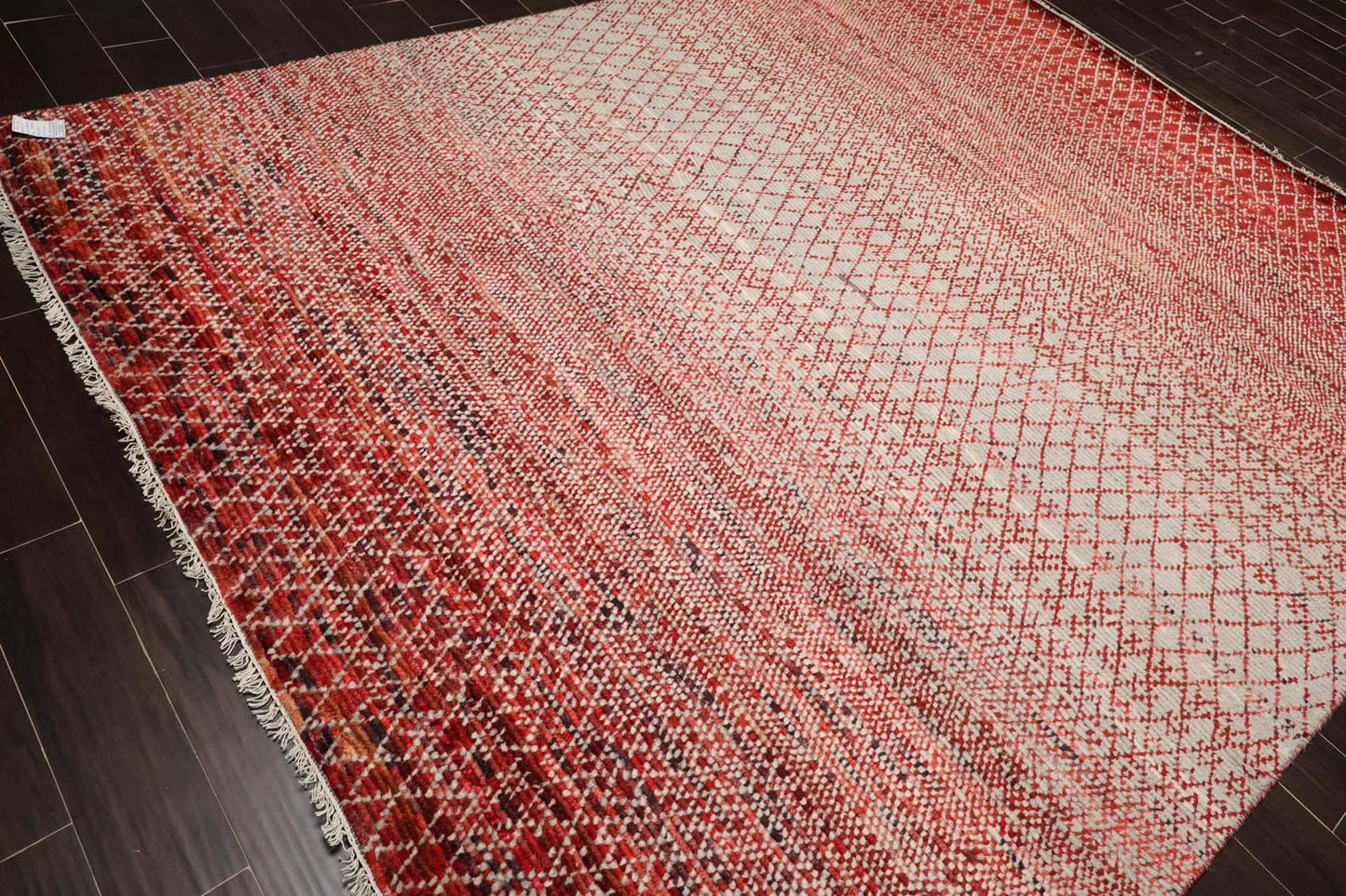 8' x 10' Hand Knotted 100% Wool Contemporary Modern Grass Area Rug Red
