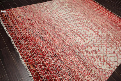 8' x 10' Hand Knotted 100% Wool Contemporary Modern Grass Area Rug Red