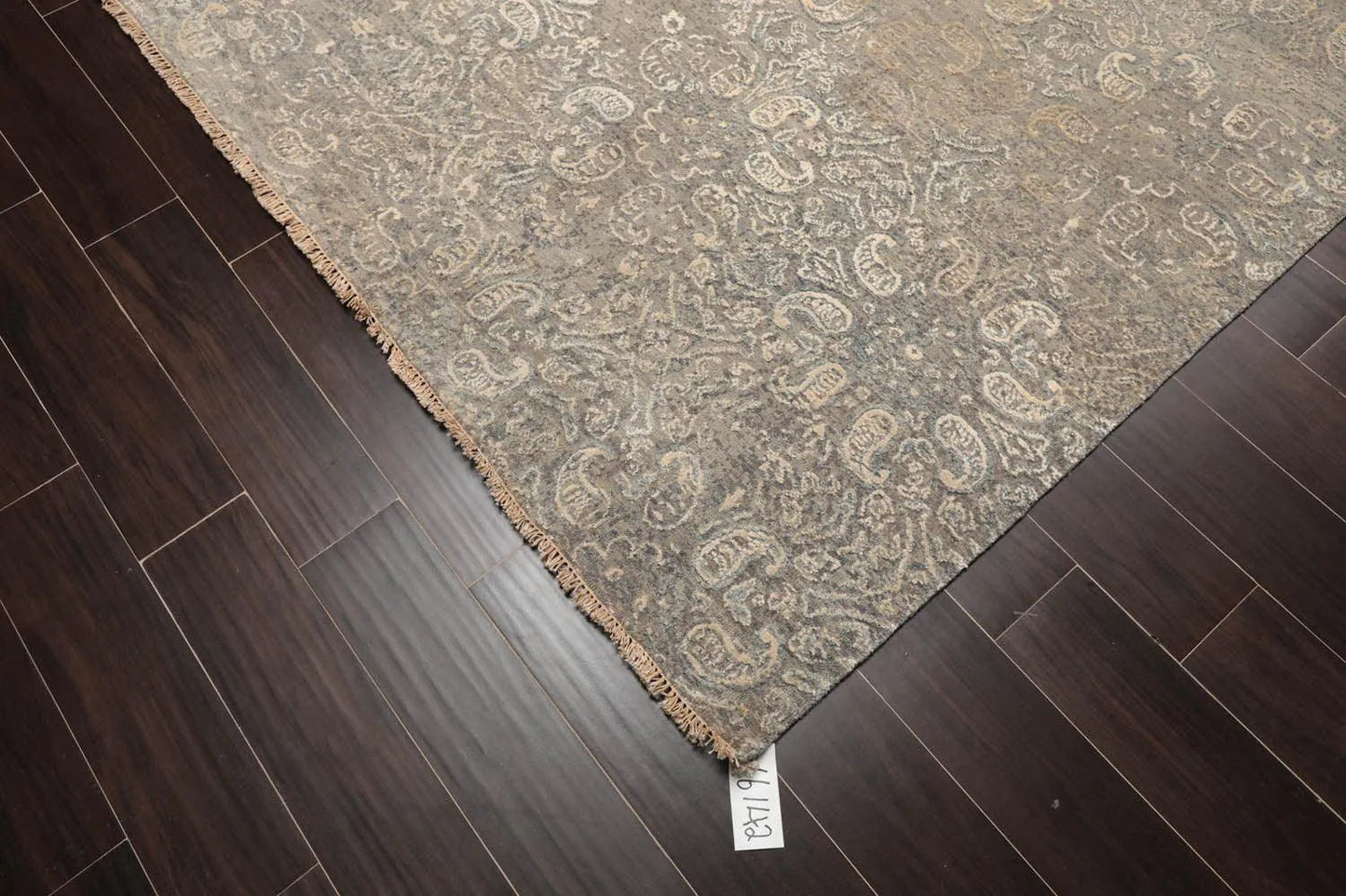 Tibetan 8'x10' Hand Knotted Wool & Silk Contemporary Sherpa Area Rug Gray, Beige