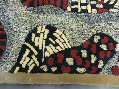 3' X 4' Vintage Hand Crafted Israel Wool Rug Carpet Wall Hanging Signed Hebrew