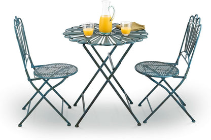 Bistro Set 3 Piece Light Blue Outdoor Patio Furniture