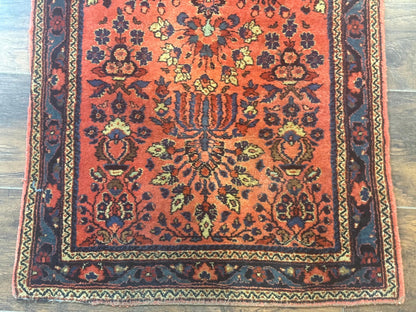 Antique Persian Sarouk Rug 2x4, Red, Fine 260 KPSI