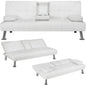 Convertible Sofa Bed With Cup Holders And Adjustable Back