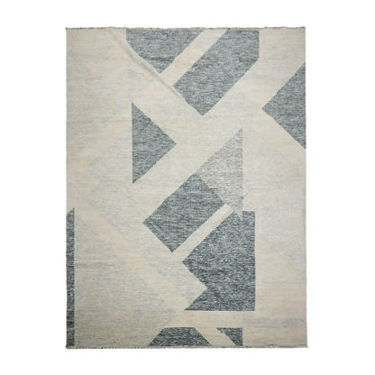 9’ x 12’ Hand Knotted Wool Modern Tibetan Designer Oriental Area Rug Ivory