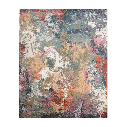 8’ x 10’ Hand Knotted Wool & Silk Tibetan Sherpa Oriental Area Rug Beige