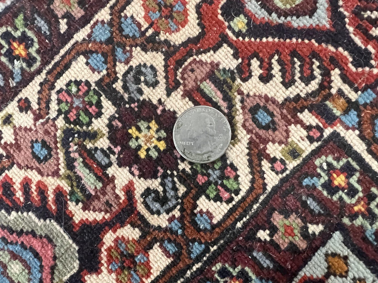 Persian Bidjar Rug 5x10, Wool Hand Knotted Vintage Carpet, Highly Detailed, Mahi Herati Pattern, 5 x 10 Oriental Rug