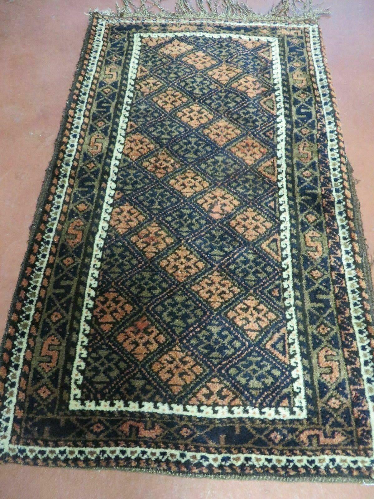 2' X 3' Antique Handmade Pakistani Bokhara Turkoman Balouchi Wool Rug Mat Nice