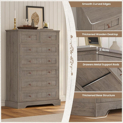 Black 51In Farmhouse Dresser Storage Organization Drawers