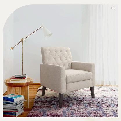 Upholstered Linen Armchairs Set Of Two With Tufted Buttons