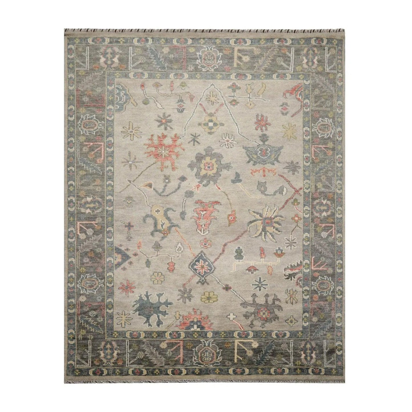 Multi Sizes LoomBloom Muted Turkish Oushak Hand Knotted Wool Area Rug Gray, Beige Color