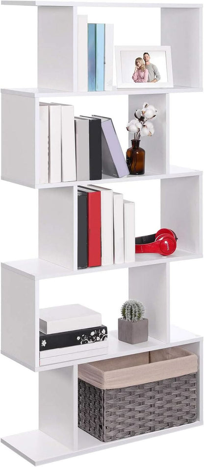 Wooden Bookcase Display Shelf Room Divider 5 Tier White