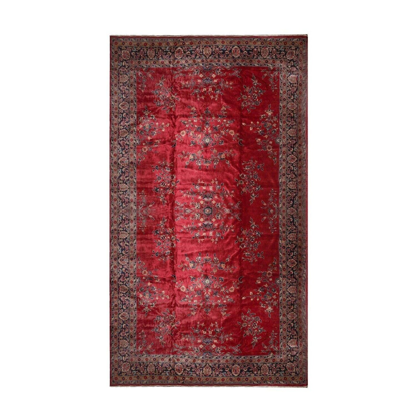 14'x24'11" Burgundy Vintage Saroukk Palace Hand Knotted 100% Wool Oriental Area Rug