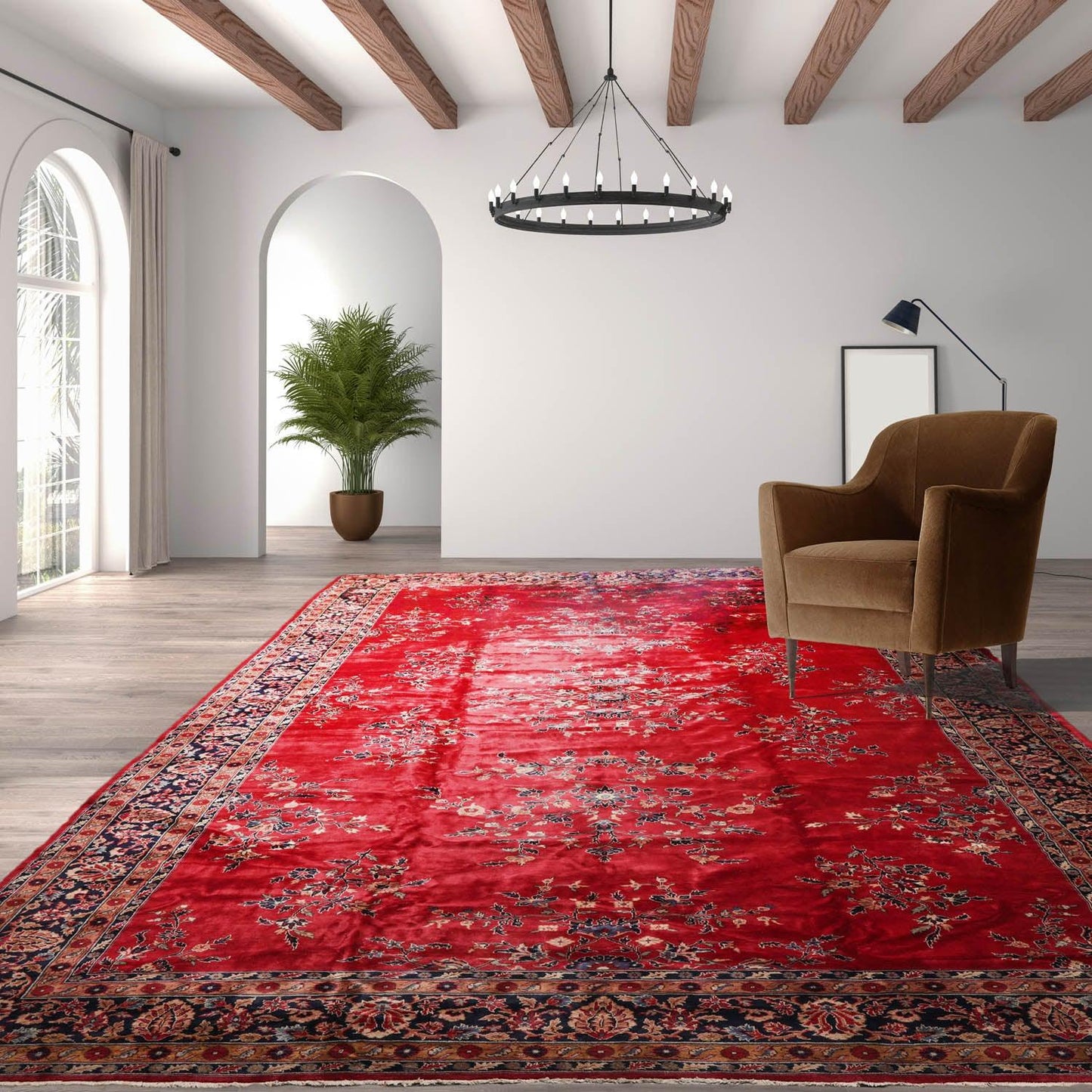 14'x24'11" Burgundy Vintage Saroukk Palace Hand Knotted 100% Wool Oriental Area Rug