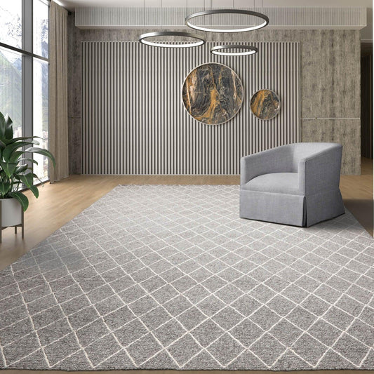 10'3" x 14'1" Berber Handmade 100% Wool Traditional Area Rug Modern Ash Gray