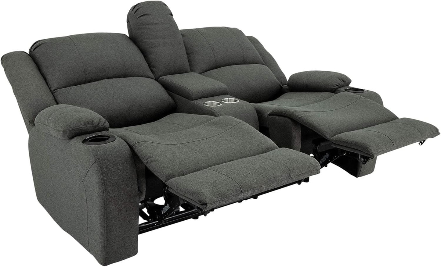 Powered Double Wall Hugger Recliner Sofa 67in Fossil Cloth