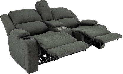 Powered Double Wall Hugger Recliner Sofa 67in Fossil Cloth
