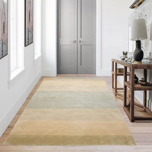 3'10''x6' Hand Knotted Tibetan Wool and Silk Tibetan Modern & Contemporary  Oriental Area Rug Aqua,Beige Color