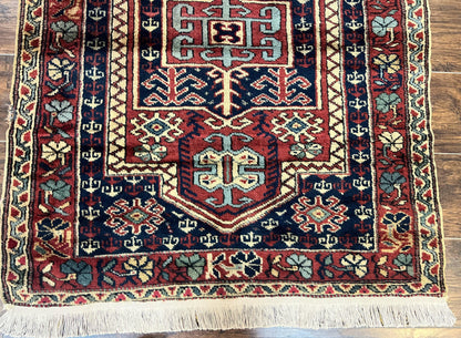 Antique Turkish Sparta Rug 3x4, Geometric Caucasian Pattern, Vintage Handmade Tribal Wool Carpet