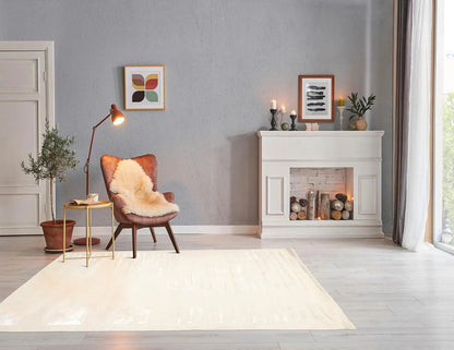 5' x8' Hand Tufted Hand Made Wool and Bamboo  Modern & Contemporary  Oriental Area Rug Tone On Tone,Ivory Color