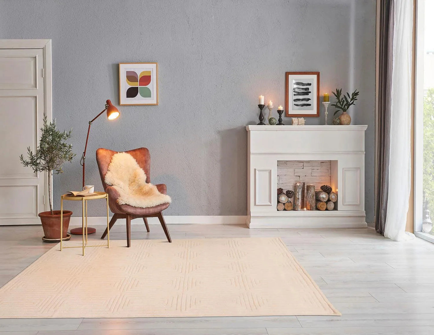 5' x8' Hand Tufted Hand Made 100% Wool Designer Modern & Contemporary  Oriental Area Rug Tone On Tone,Beige Color
