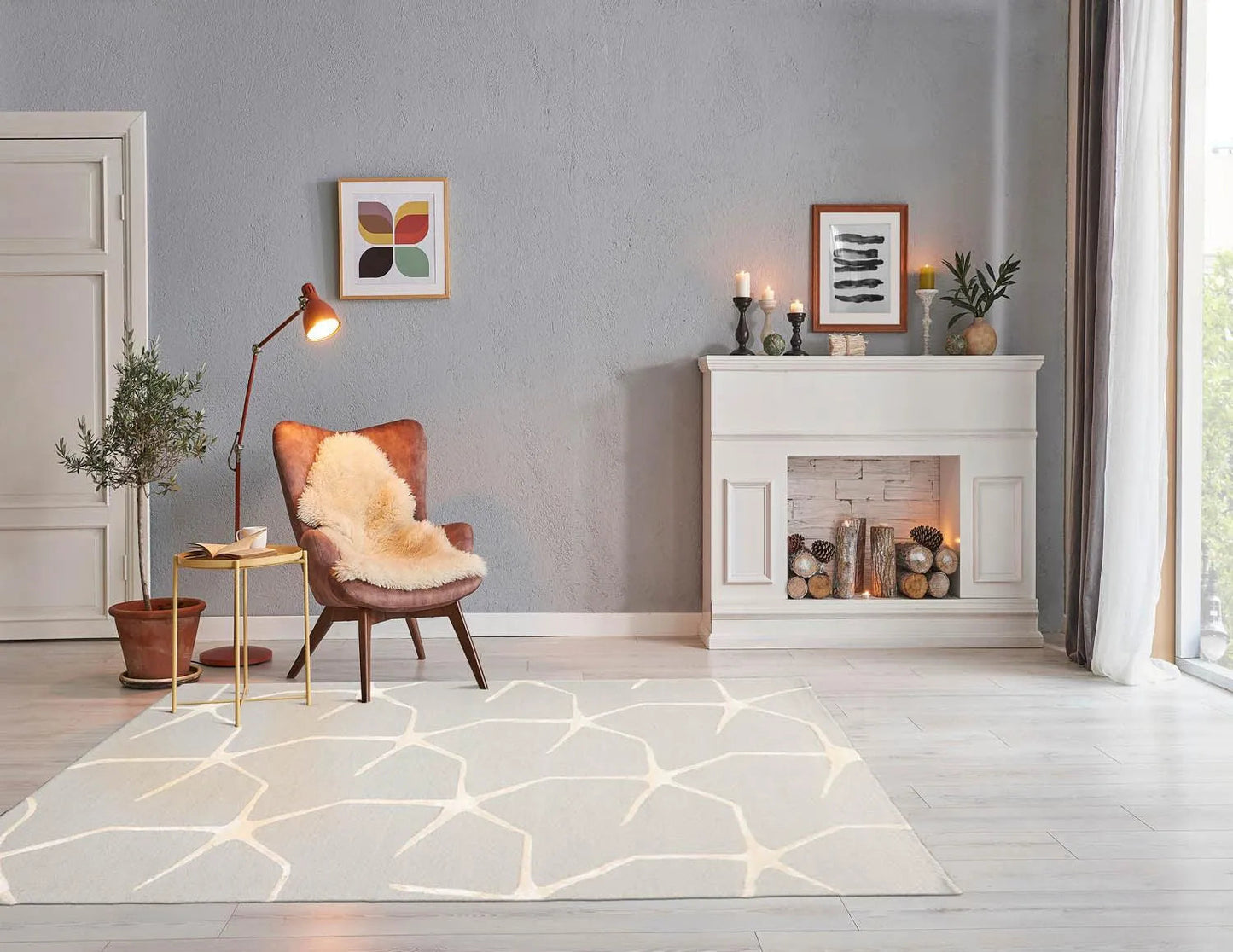 5' x8' Hand Tufted Hand Made 100% Wool Designer Modern & Contemporary  Oriental Area Rug Gray,Ivory Color