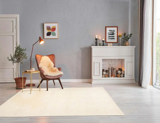 5' x8'Hand Tufted Hand Made 100% Wool Designer Traditional  Oriental Area Rug Tone On Tone,Ivory Color