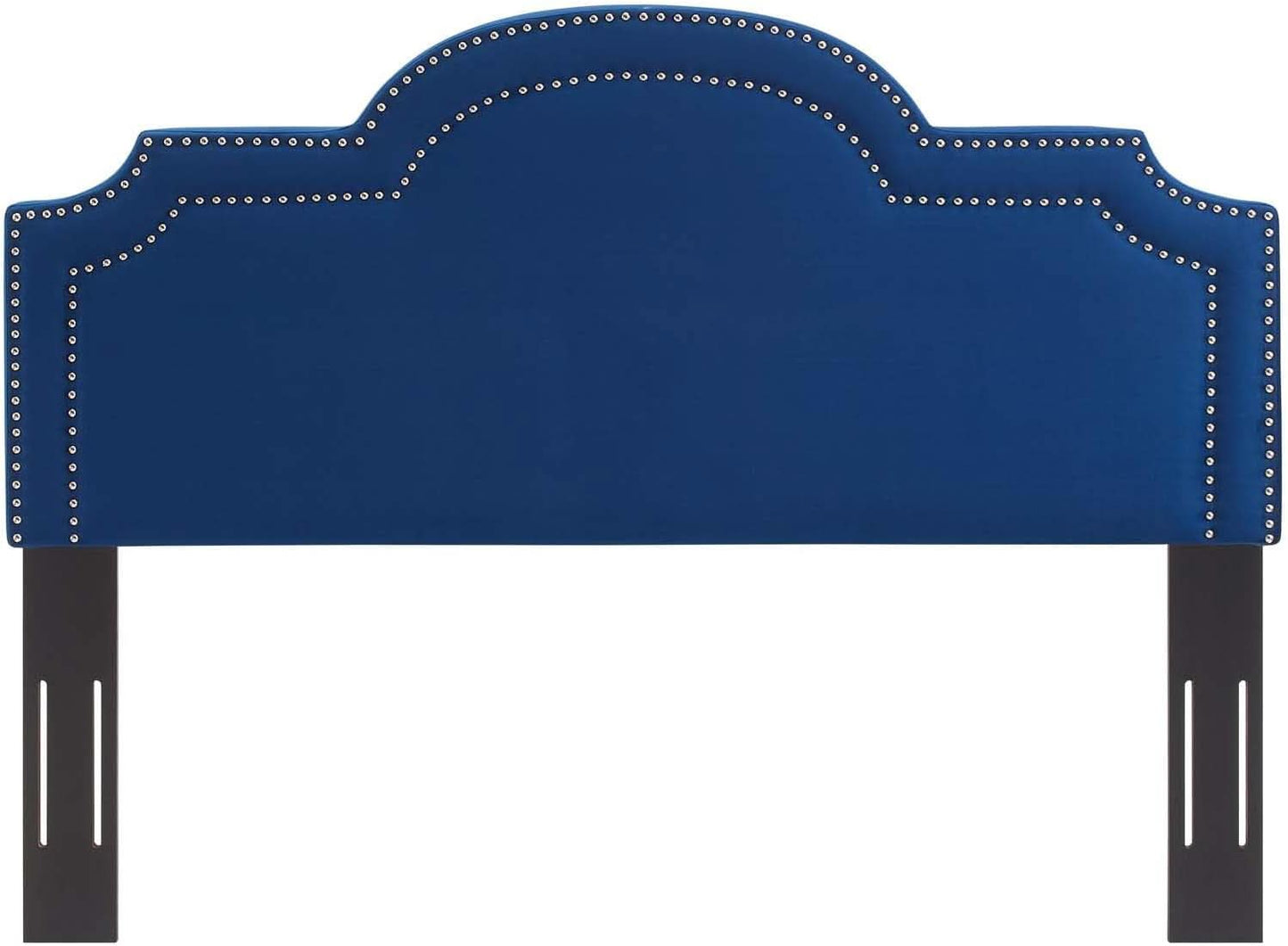 Navy Velvet King Headboard with Nailhead Trim and Foam