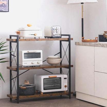 3 Tier Industrial Bookshelf Rustic Wood And Metal Open