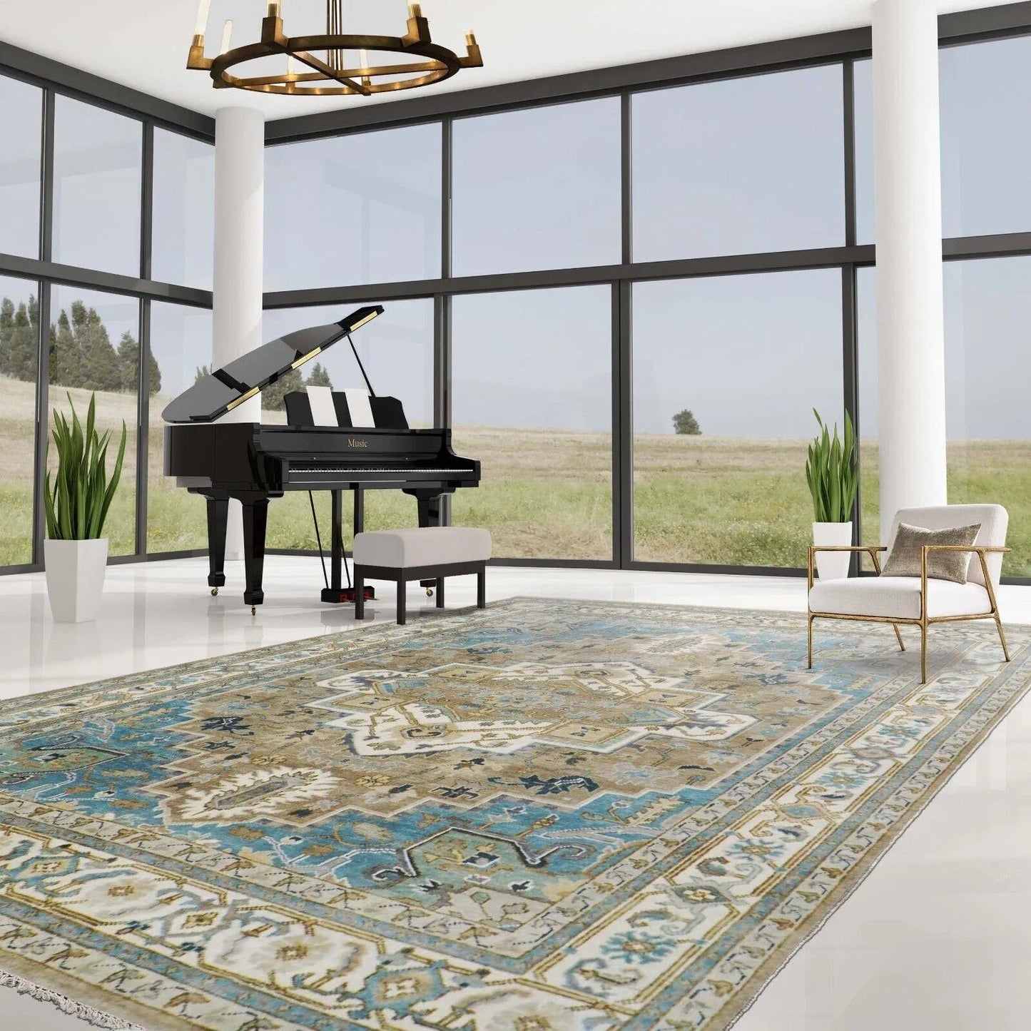 Multi Size Beige, Tan Color Hand Knotted LoomBloom Muted Turkish Oushak 100% Wool Transitional Oriental Area Rug