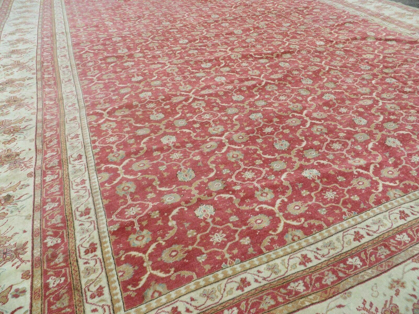 12' X 18' Palace Size Handmade Egyptian Wool Rug Carpet Soft Colors Red & Beige
