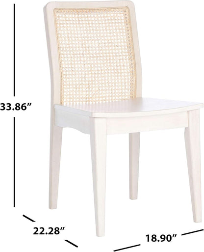 Coastal White And Natural Rattan Dining Chair Set Of 2