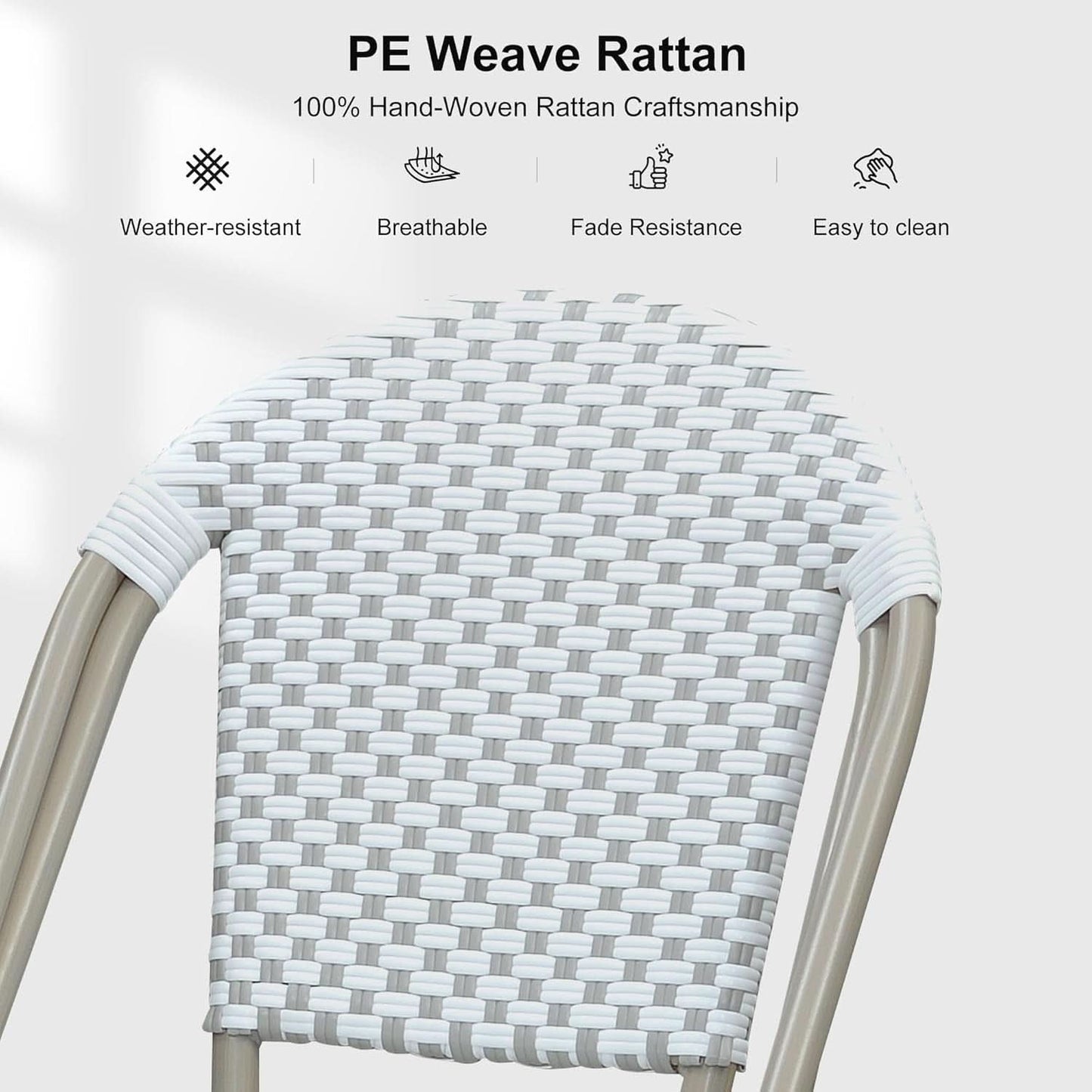 French Style Outdoor Bar Stools Set Of 2 27 Inch White And Grey