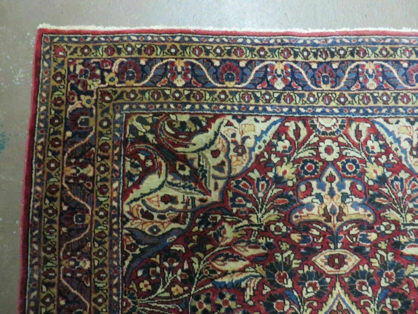 3' 5" X 5' Antique Handmade Indian Agra Fine Weave Wool Rug Organic dye Nice