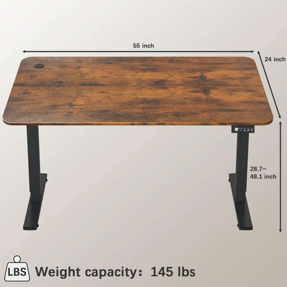 Electric Height Adjustable Standing Desk 55 X 24 Inch With Memory Presets