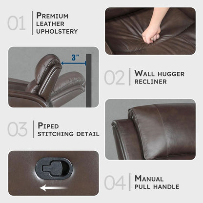 Manual Double Recliner Sofa Brown Leather Match Wall Hugger
