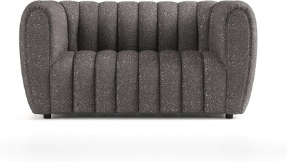 Charcoal Gray Vertical Channel Tufted 3 Piece Sofa Set