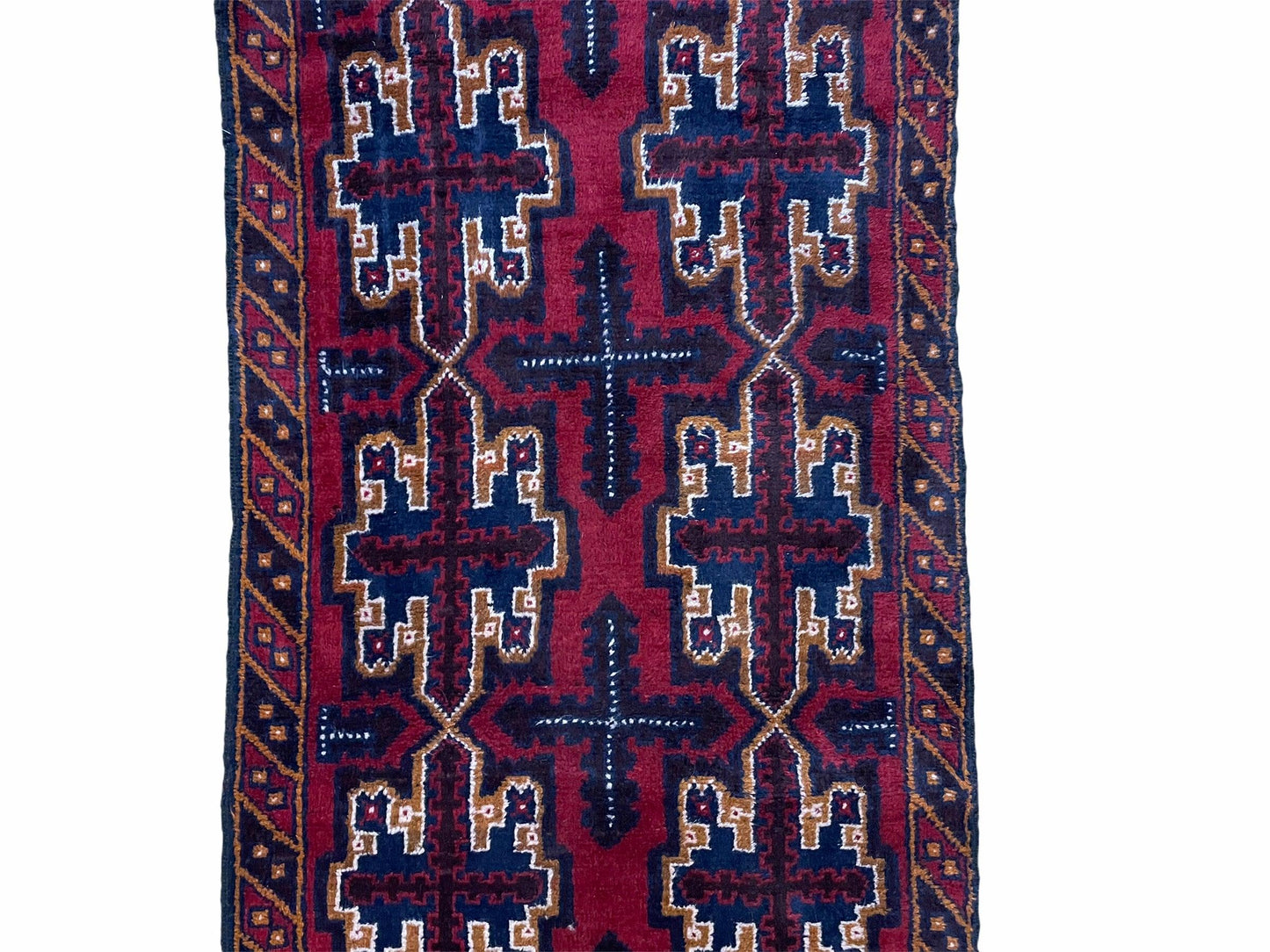 2' 7" X 4' 6" Vintage Handmade Tribal Wool Rug Balouchi Rug Afghan Rug Red Blue