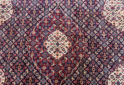 Persian Tabriz Rug 11x14 Navy Blue Herati Wool Carpet