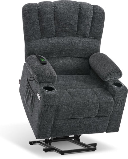 Dark Grey Power Lift Recliner With Massage And USB Charging