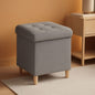 Linen Fabric Storage Ottoman Cube With Tray Lid Elevated Legs 18 Inch