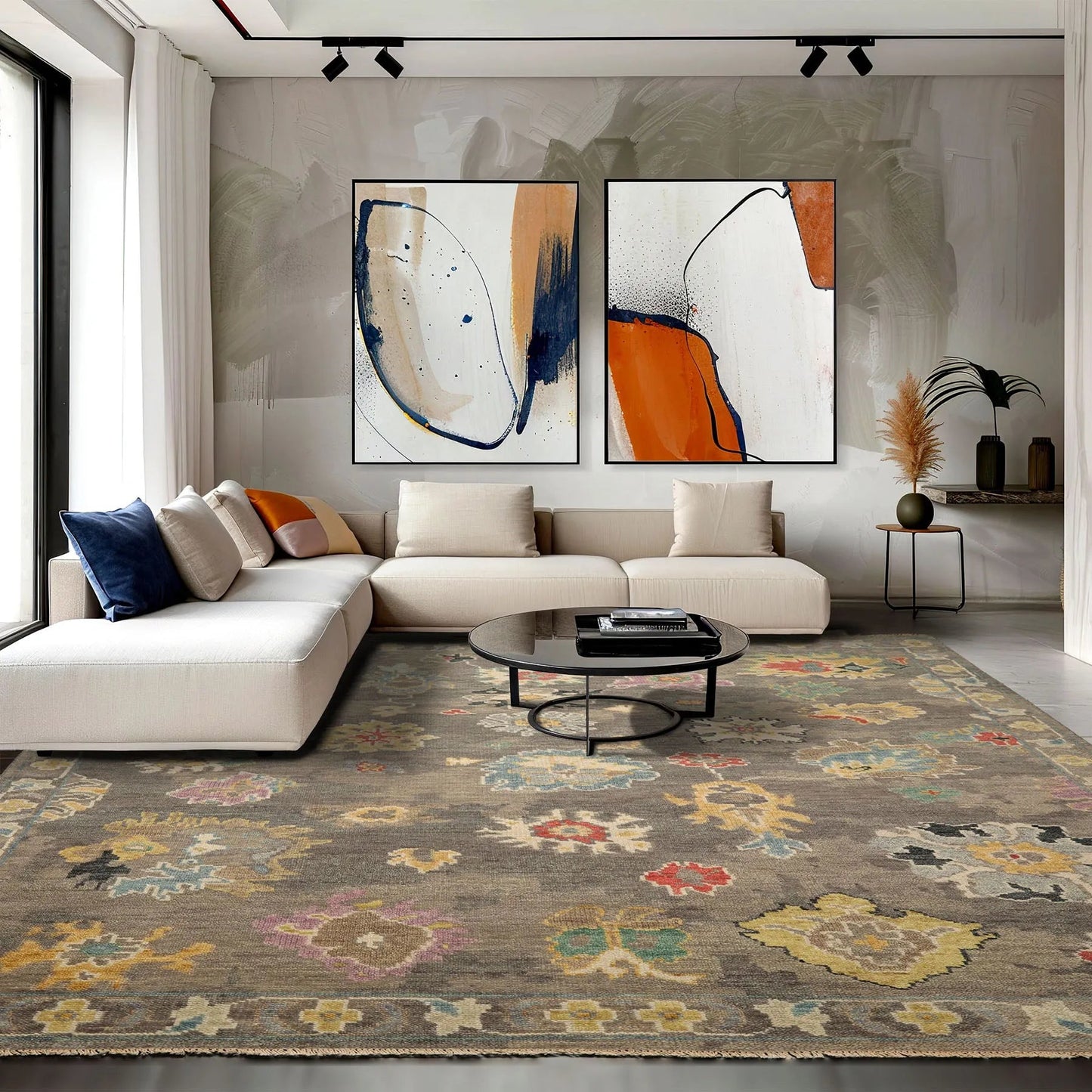 LoomBloom Multi Sizes Taupe Hand Knotted Transitional  Arts & Crafts Oushak Wool Oriental Area Rug