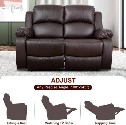 Brown Leather 3 Piece Recliner Sofa Living Room Set