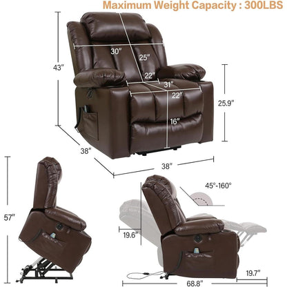 Brown Power Recliner With Massage And Heat Therapy