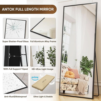 71x28 Inch Black Full Length Floor Mirror For Bedroom
