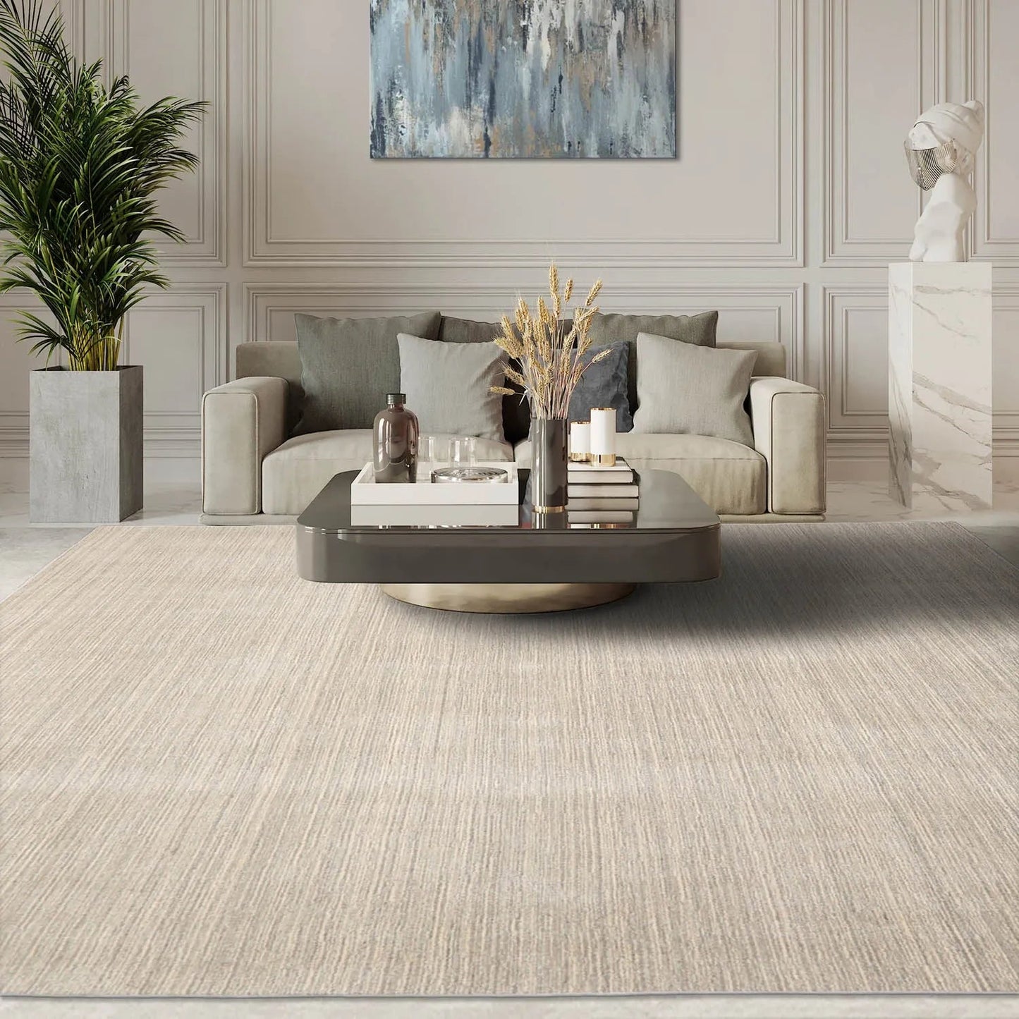 LoomBloom Multi Sizes Beige Hand Woven Contemporary Textured New Zealand Wool Oriental Area Rug