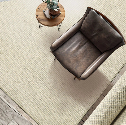 LoomBloom Multi Sizes Sea Foam Hand Woven Contemporary Berber Textured 100% New Zealand Wool Oriental Area Rug