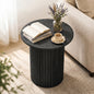 18" Round Fluted Side Table with Pedestal Drum Base