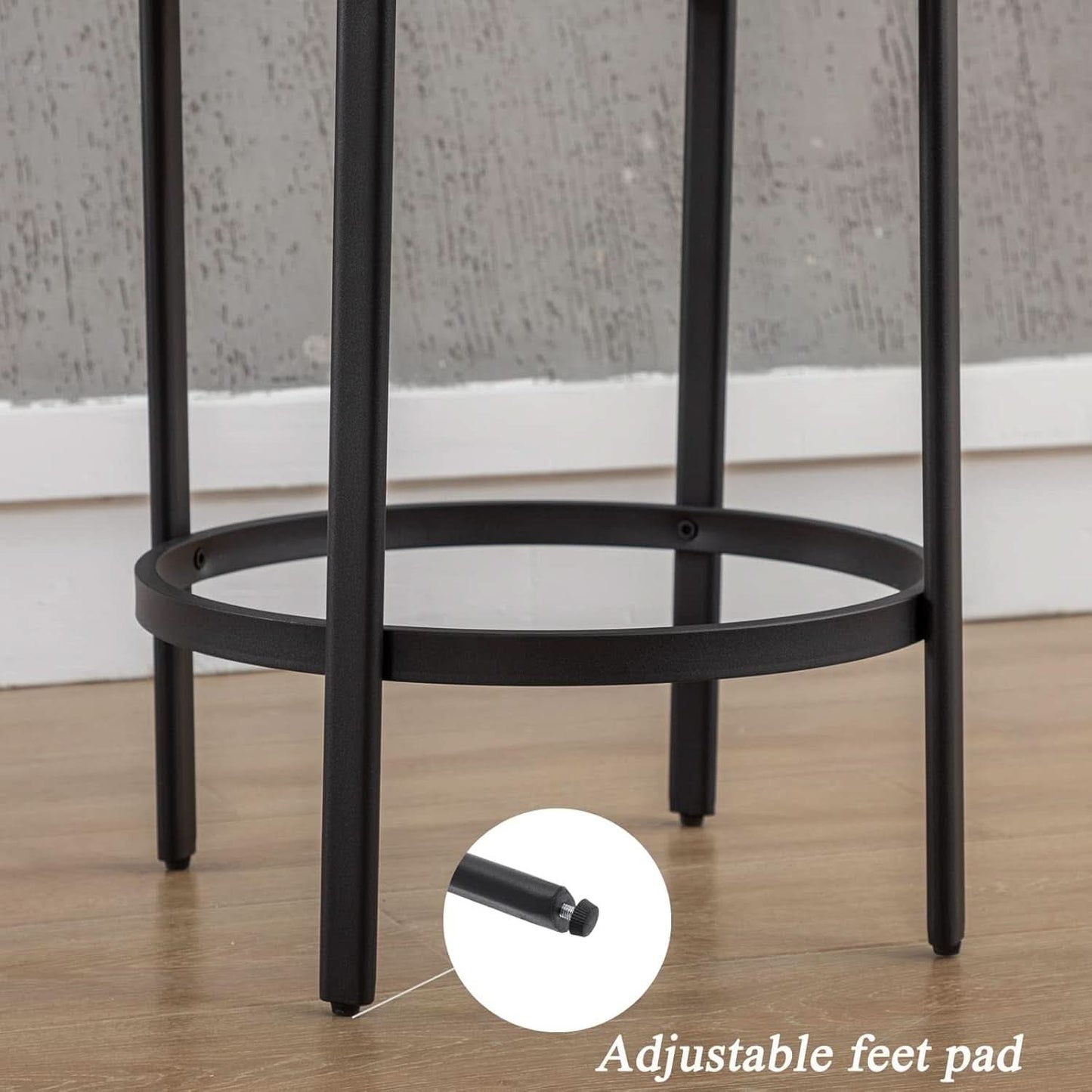 26 Inch Round Faux Leather Bar Stools Set Of 2 White