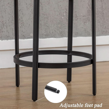 26 Inch Round Faux Leather Bar Stools Set Of 2 White