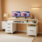 Modern Home Office Desk With 5 Drawers And LED Lights